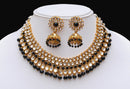 Goldpolish black and white kundan set-2109