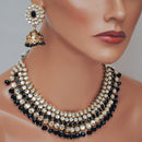 Goldpolish black and white kundan set-2109