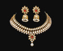 Goldpolish orange and white kundan set-2113