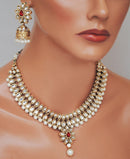 Goldpolish orange and white kundan set-2113