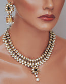 Goldpolish white kundan set-2114