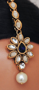 Goldpolish black and white kundan set-2115