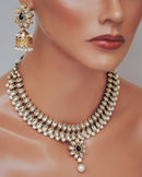 Goldpolish black and white kundan set-2115