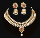 Goldpolish red and white kundan set-2116