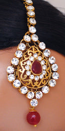 Goldpolish ruby and white kundan set-2119