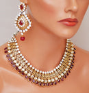Goldpolish ruby and white kundan set-2119