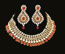 Goldpolish red and white kundan set-2121