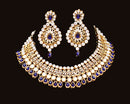 Goldpolish deep blue and white kundan set-2122