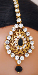 Goldpolish black and white kundan set