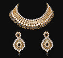 Goldpolish black and white kundan set