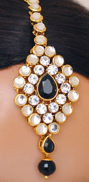 Goldpolish black and white kundan set-2133
