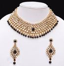 Goldpolish black and white kundan set-2133