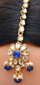 Goldpolish blue and white choker kundan set-2136