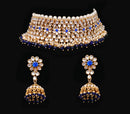 Goldpolish blue and white choker kundan set-2136