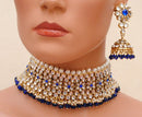 Goldpolish blue and white choker kundan set-2136