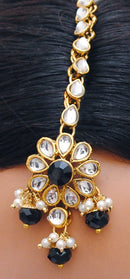 Goldpolish black and white choker kundan set-2141