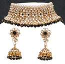 Goldpolish black and white choker kundan set-2141