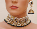 Goldpolish black and white choker kundan set-2141