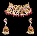 Goldpolish fusicha pink and white kundan set-2150