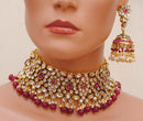 Goldpolish fusicha pink and white kundan set-2150