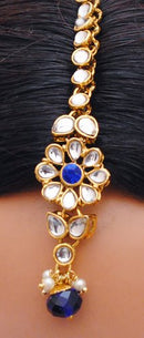 Goldpolish blue and white kundan choker set-2151