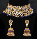 Goldpolish blue and white kundan choker set-2151
