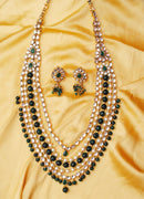 Goldpolish emerald green and white kundan set-2158