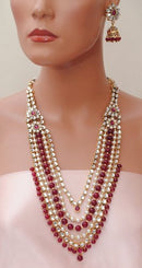 Goldpolish Fusicha pink and white kundan set-2160