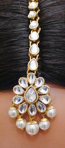 Goldpolish white kundan set-2161