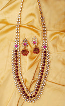 Goldpolish fusicha pink and white kundan set-2163