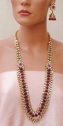 Goldpolish fusicha pink and white kundan set-2163