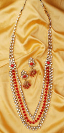 Goldpolish red and white kundan set-2164