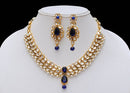 Goldpolish Deep blue and white kundan set-2168