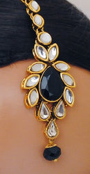 Goldpolish black and whitekundan set-2171