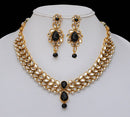Goldpolish black and whitekundan set-2171