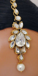 Goldpolish white kundan set-2172