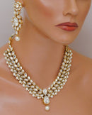 Goldpolish white kundan set-2172