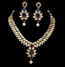 Goldpolish deep blue and white kundan set-2173