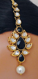 Goldolish black and white kundan set-2176