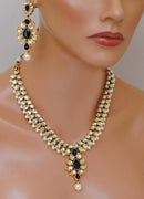 Goldolish black and white kundan set-2176