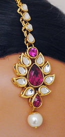Goldpolish purple and white kundan set-2178