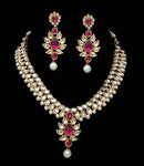 Goldpolish purple and white kundan set-2178