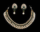 Goldpolish emerald green and white kundan set-2179