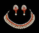 Goldpolish orange and white kundan set-2181