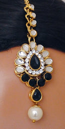 Goldpolish black and white kundan set-2185