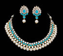 Goldpolish firozi and white kundan set-2187