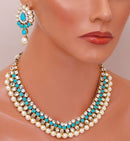 Goldpolish firozi and white kundan set-2187
