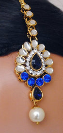 Goldpolish Deep Blue and white kundan set-2188