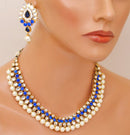Goldpolish Deep Blue and white kundan set-2188