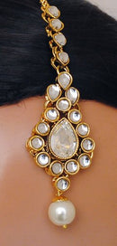 Goldpolish white kundan set-2189